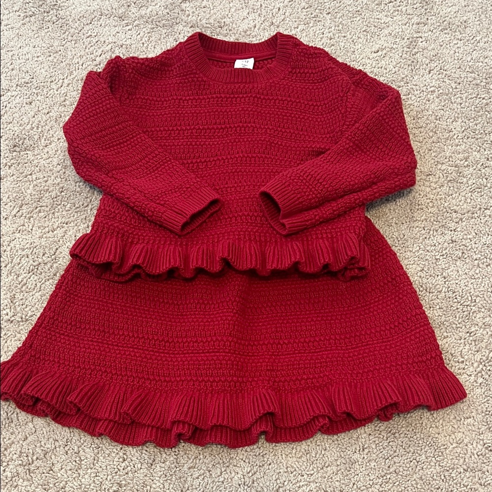Gap red sweater and skirt set size 4 years